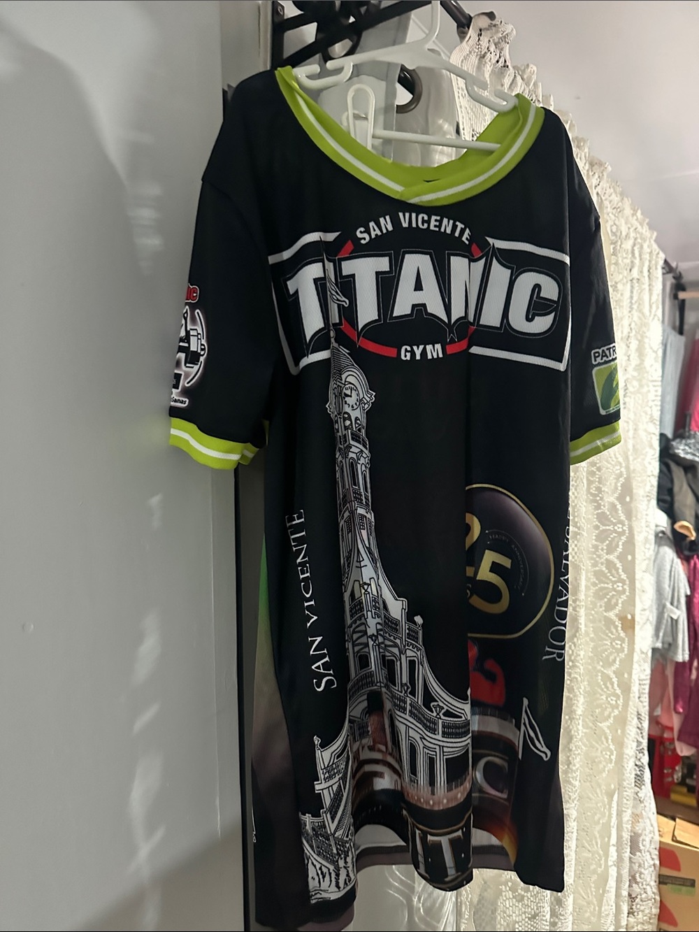 Titan Black Graphic Gym Jersey with Lime Accents